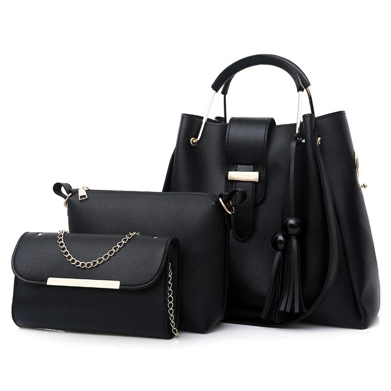 Buy Queen 3 Pcs Black Handbag Purse Bazar