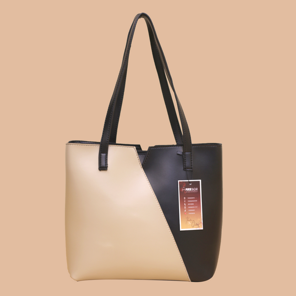 Elegant Beige and Black Tote Bag