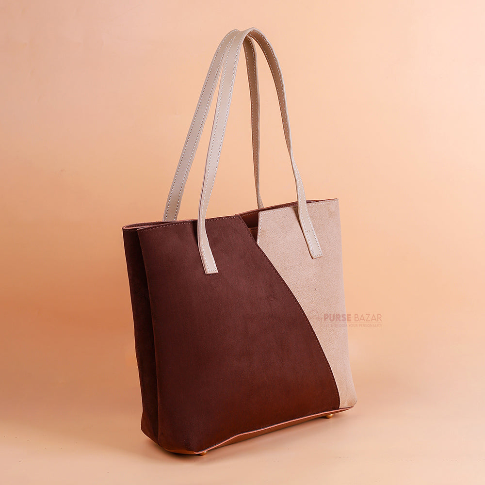 Skin and brown shoulder bag for girls - Purse Bazar 