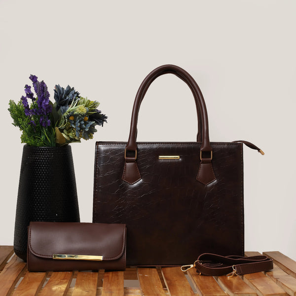 Croc Coffee Brown Luxe 2 Pcs Tote Set