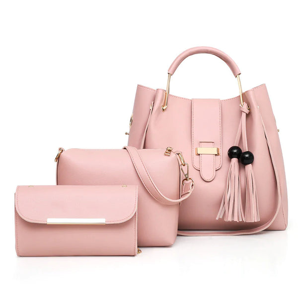 Queen 3 Pcs T-Pink Handbag