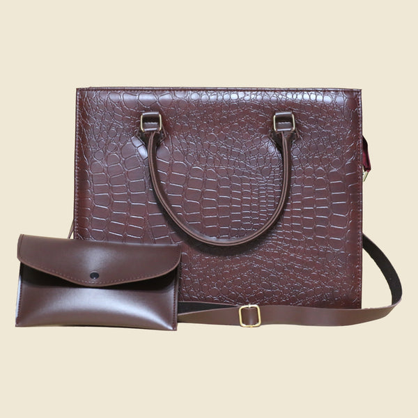 Croc Wine Red Luxe 2 Pcs Tote Set