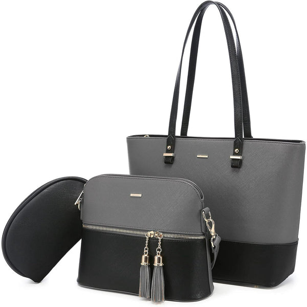 Dream Grey and Black 3 Piece Handbag