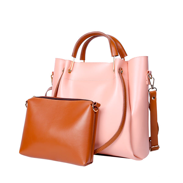 Job Joy T-Pink And Brown 2 Pcs Handbag