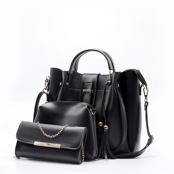 Queen 3 Pcs Black Handbag