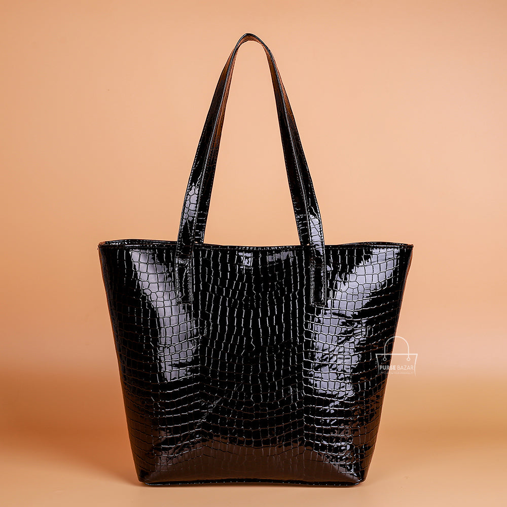Black tote bag for working women - Purse Bazar 