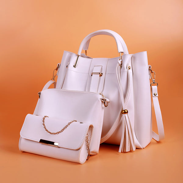 Queen 3 Pcs White Handbag