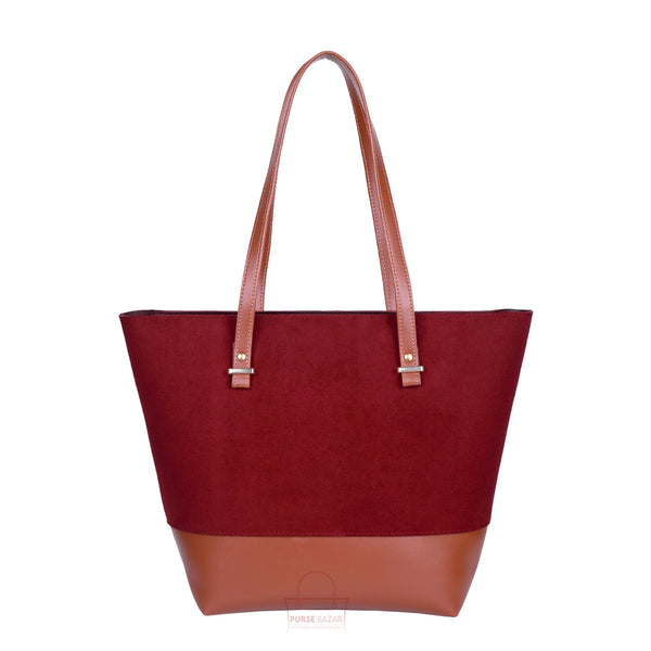 Posh Maroon And Brown Tote Bags