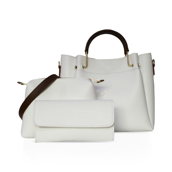 Classic White 3 Pcs Handbag
