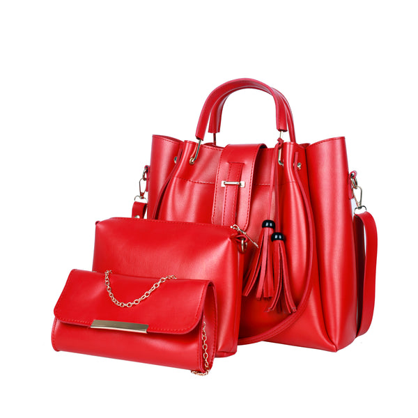 Queen 3 Pieces Bright Red Handbag