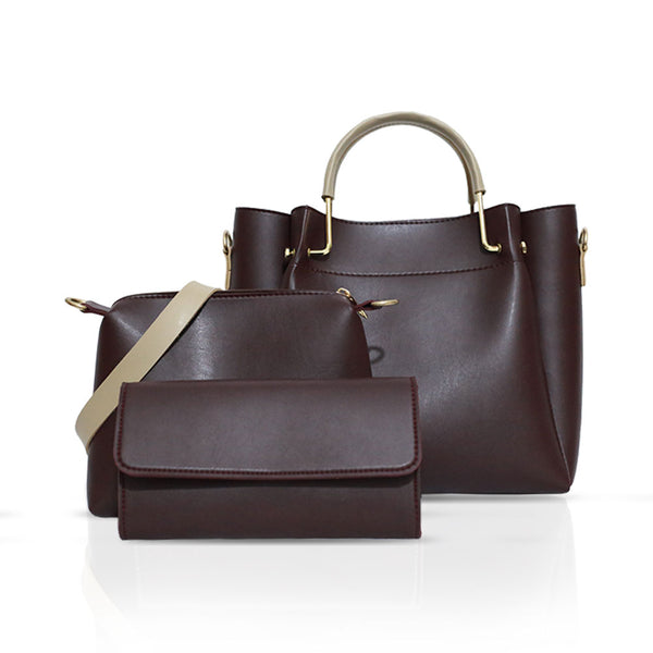 Classic Burgundy Luxury 3 Pcs Handbag
