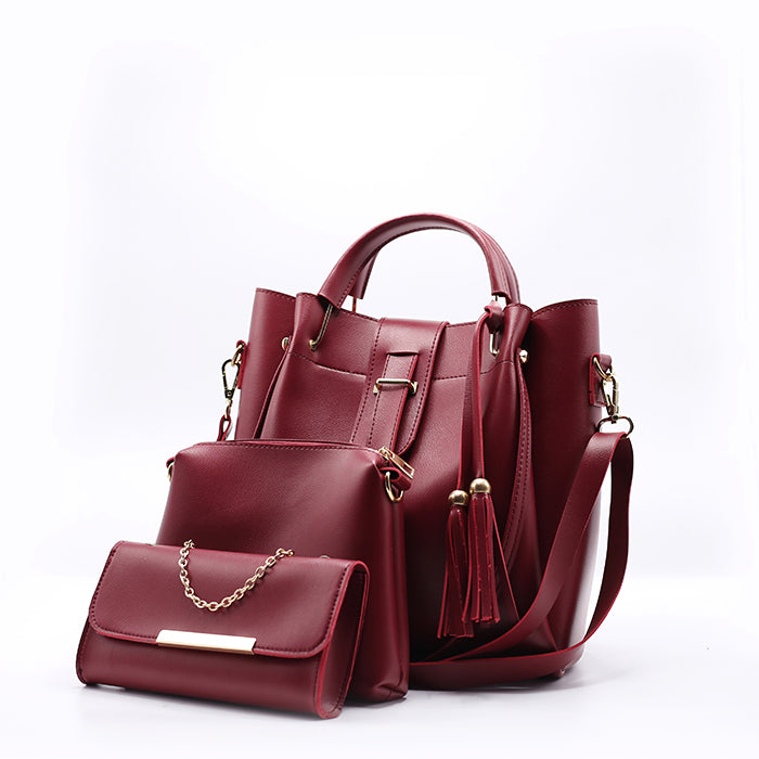 Shop Online Queen 3 Pcs Maroon Handbag Purse Bazar